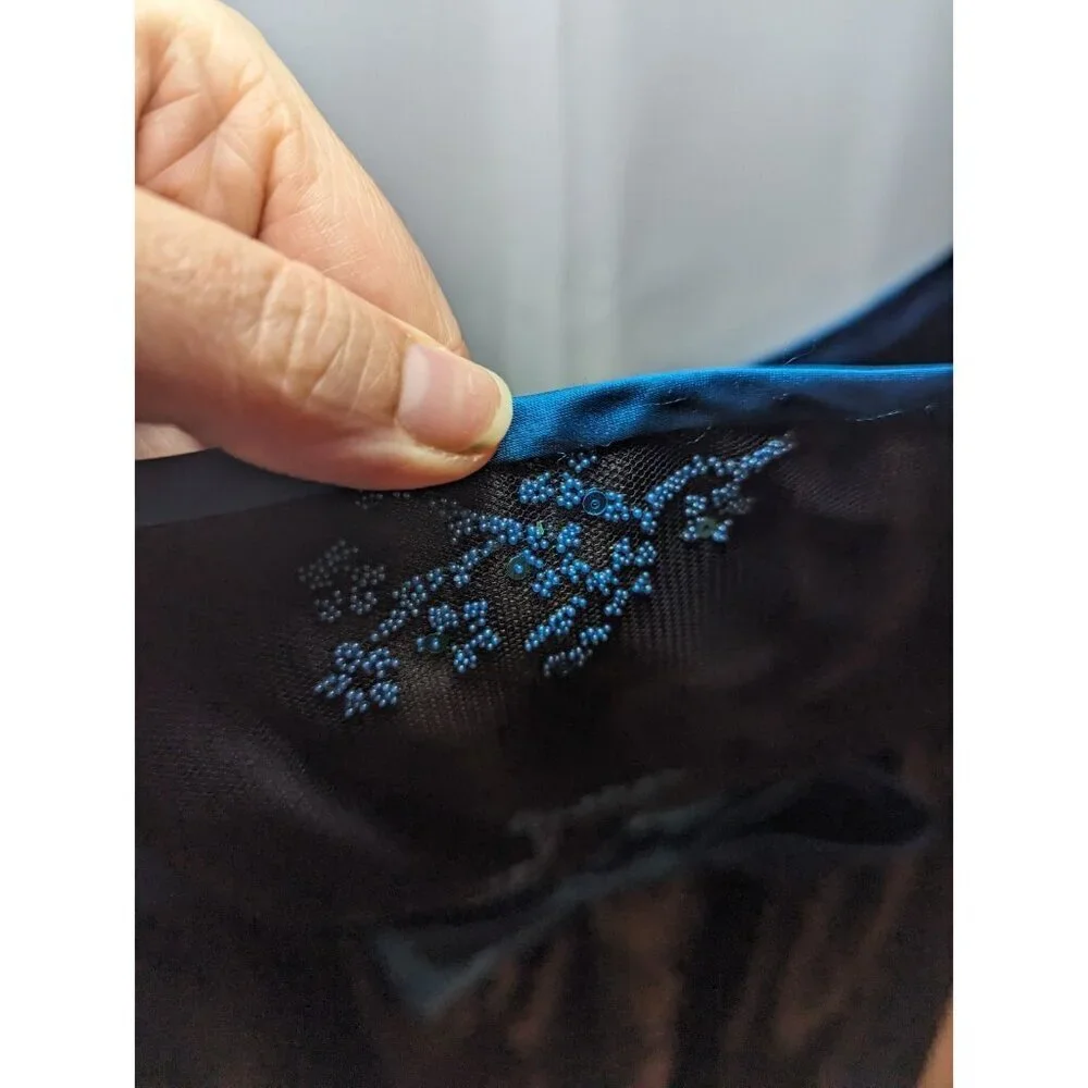 jessica mcclintock for gunne sax dress Blue/Black Strapless Size 3 - Picture 3 of 16